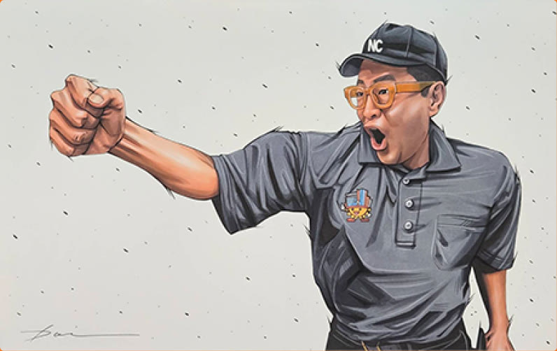 リクエスト広告のイラスト「アウト」（田村 大 氏 作）